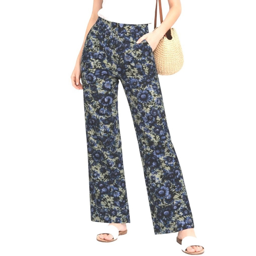 Maison Cottagecore Blue Floral Tapestry Jacquard‎ High Waist Straight Leg Pant M